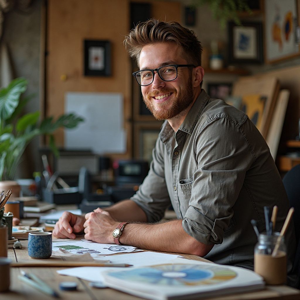 Man in creative studio